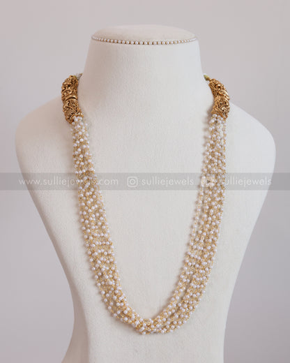 7183 - Sullie Basic - Multi-Layered Pearl Chain with Gold End Caps