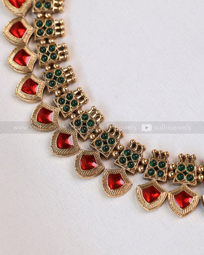 3845 - Red Palakka Necklace with Stud