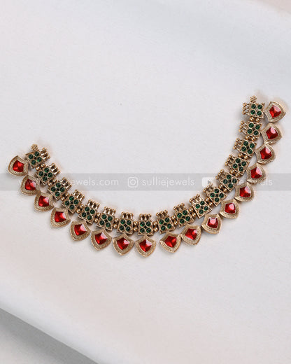 3845 - Red Palakka Necklace with Stud
