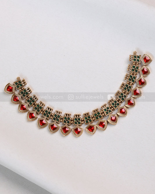 3845 - Red Palakka Necklace with Stud