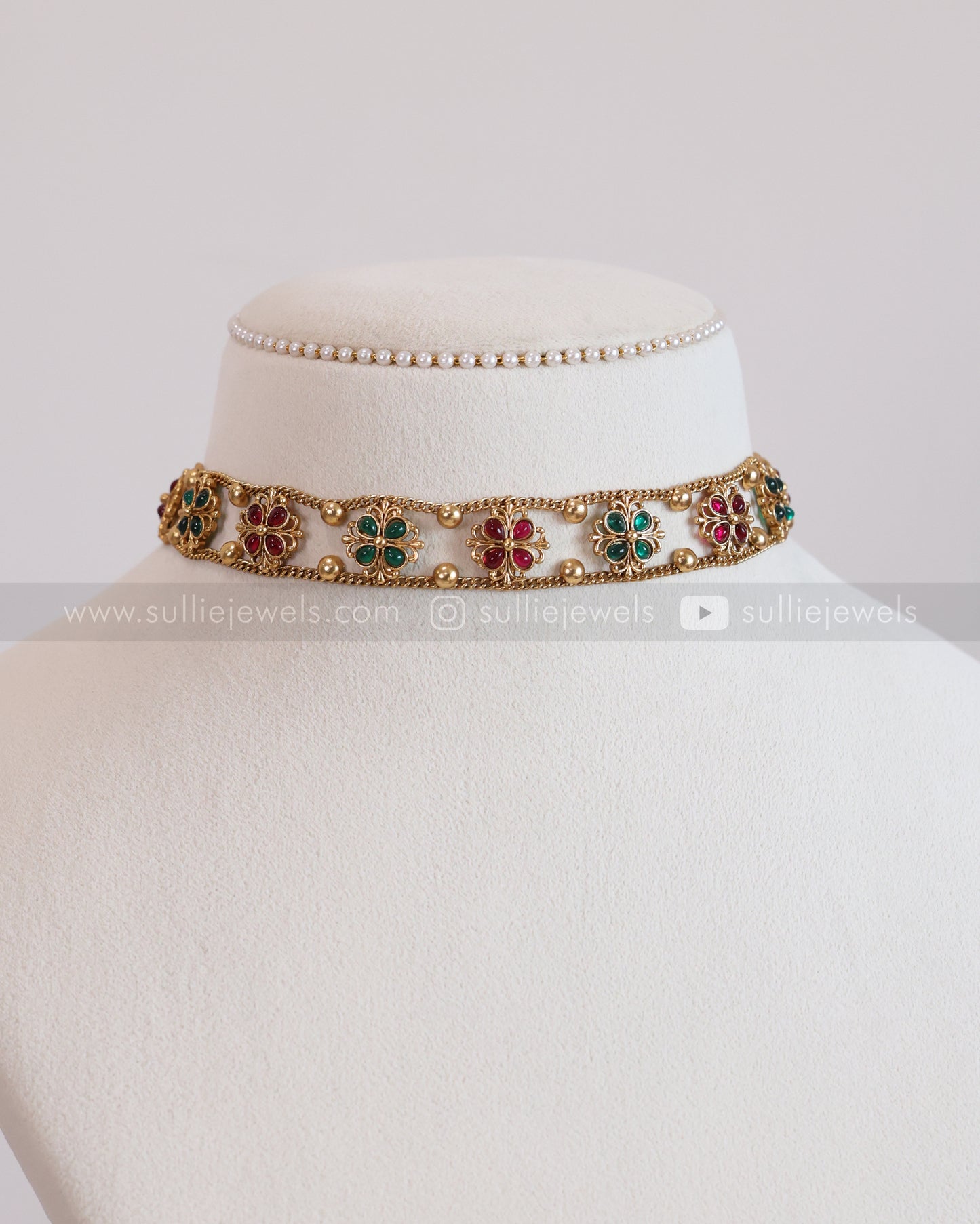 2146 - Sullie Basic Multicolour Flower Choker with Stud