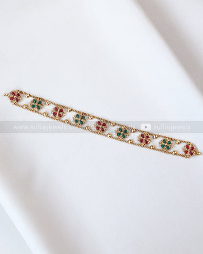 2146 - Sullie Basic Multicolour Flower Choker with Stud
