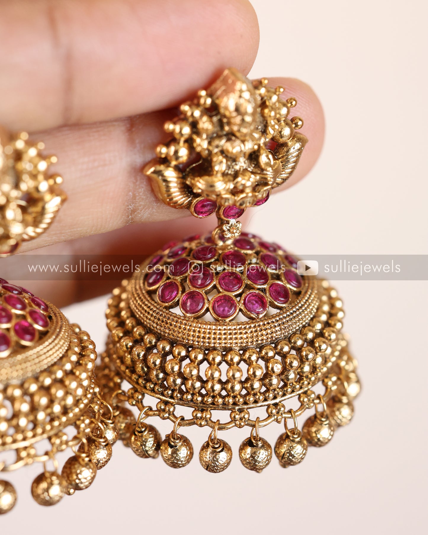 Lakshmi Kemp Jhumka with Gold beads