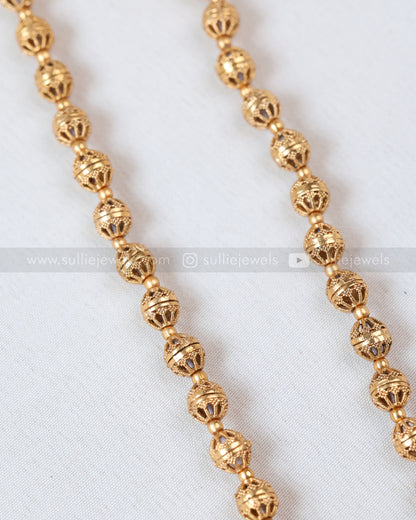 6045 - Sullie Basic - Floral Gold & Pearl Pendant Set with Jhumka