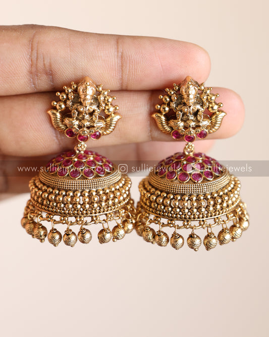 Lakshmi Kemp Jhumka with Gold beads