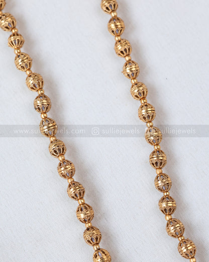 6039 - Sullie Basic Temple Design Lakshmi Pendant Ball Chain with Earring