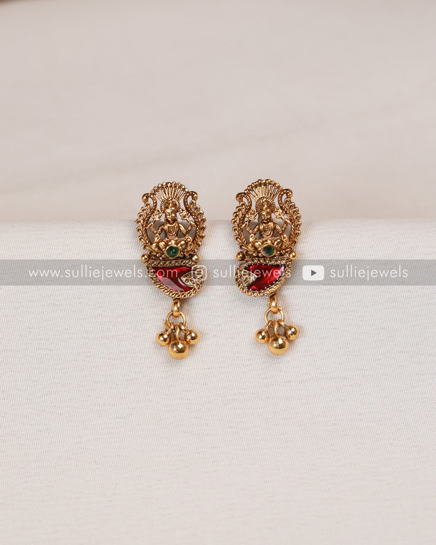 Sullie Basic - Lakshmi Red Palakka Necklace with Stud