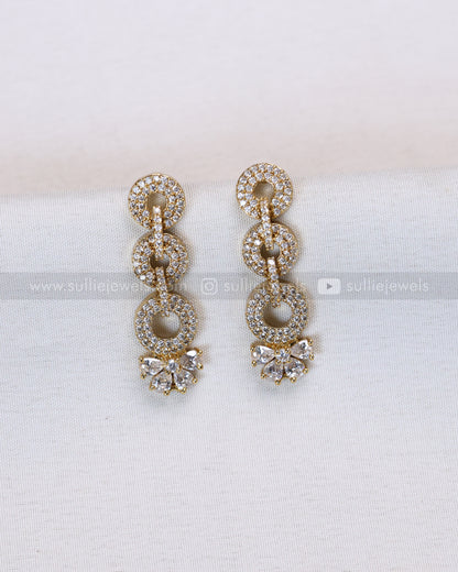 3862 - Diamond Lookalike Round Interlock Necklace with Earring
