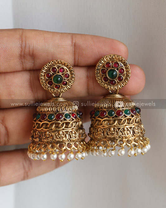Lakshmi Multi Stone Coin Big Jhumka