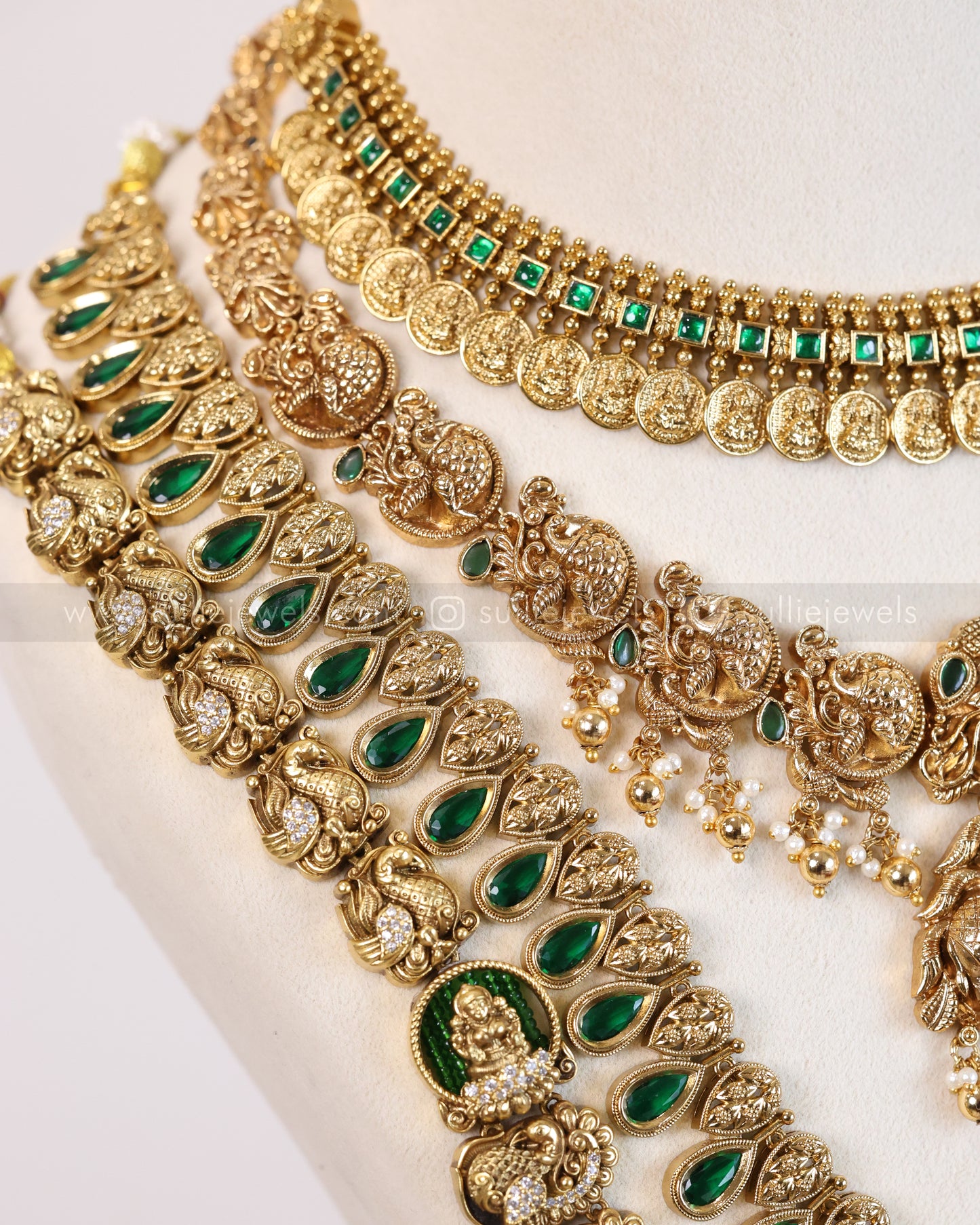 Premium Goddess Designer Green Gold Bridal Combo ( 6 piece )
