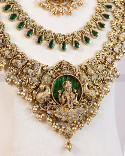 Premium Goddess Designer Green Gold Bridal Combo ( 6 piece )