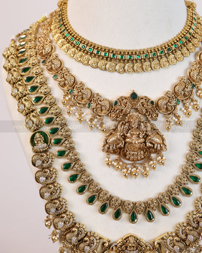 Premium Goddess Designer Green Gold Bridal Combo ( 6 piece )