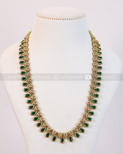 7198 - Premium Emerald Raindrop Haaram with Jhumka