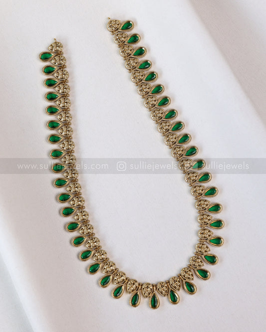 7198 - Premium Emerald Raindrop Haaram with Jhumka