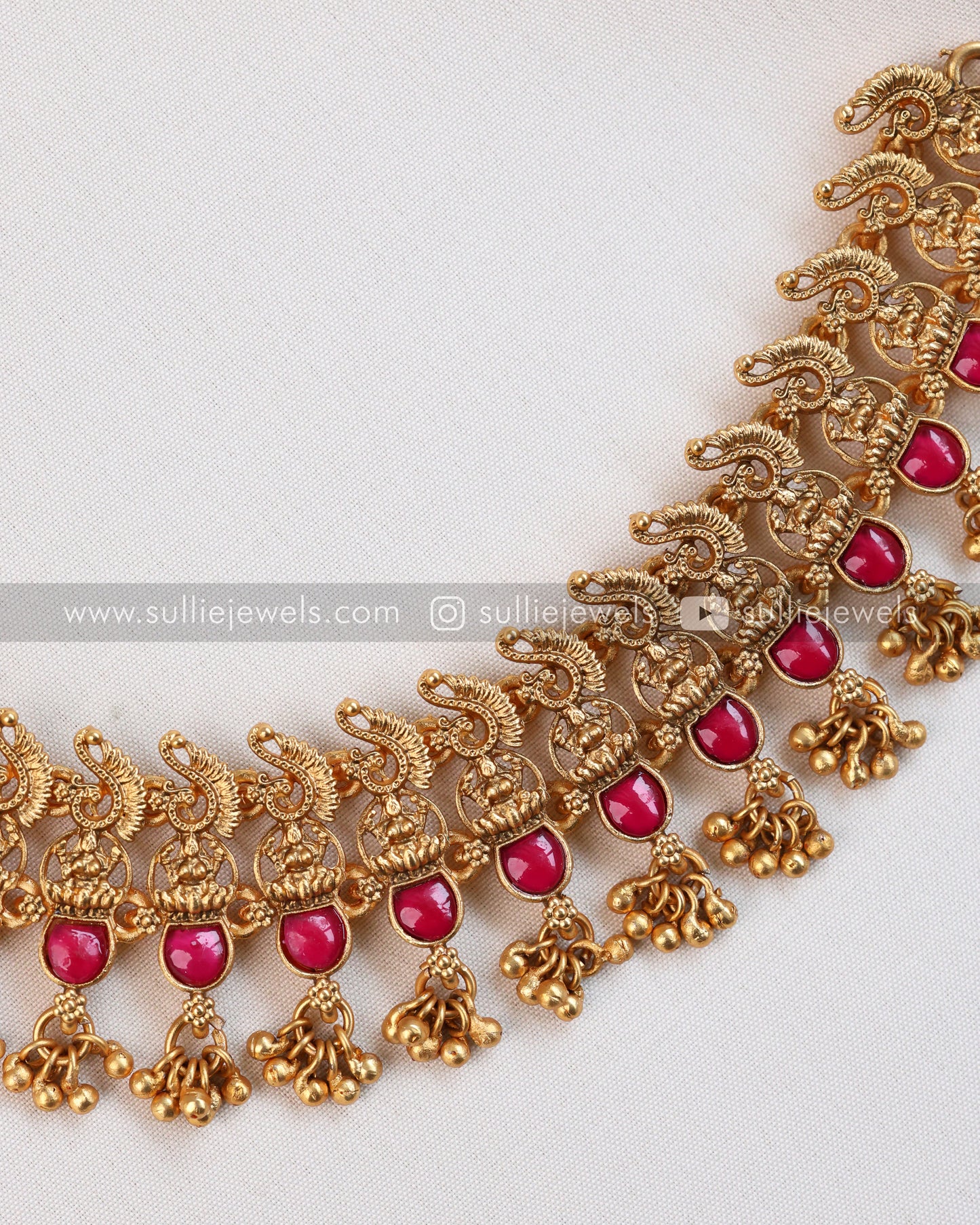 Ruby Gold Necklace with Jhumka