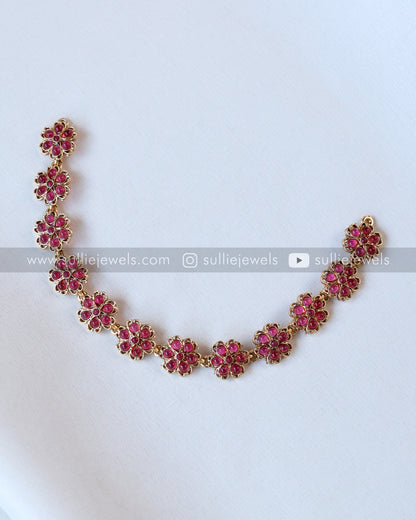 Sullie Basic - Minimal Ruby Flower Necklace with Stud