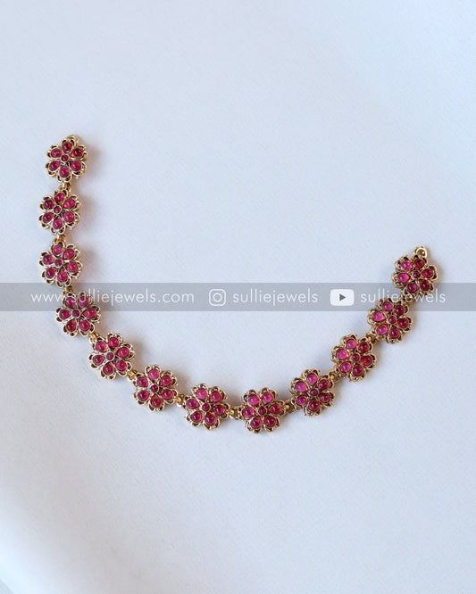 Sullie Basic - Minimal Ruby Flower Necklace with Stud
