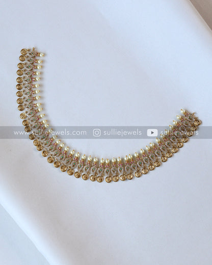 Pearl & Coin Stone Necklace with Stud