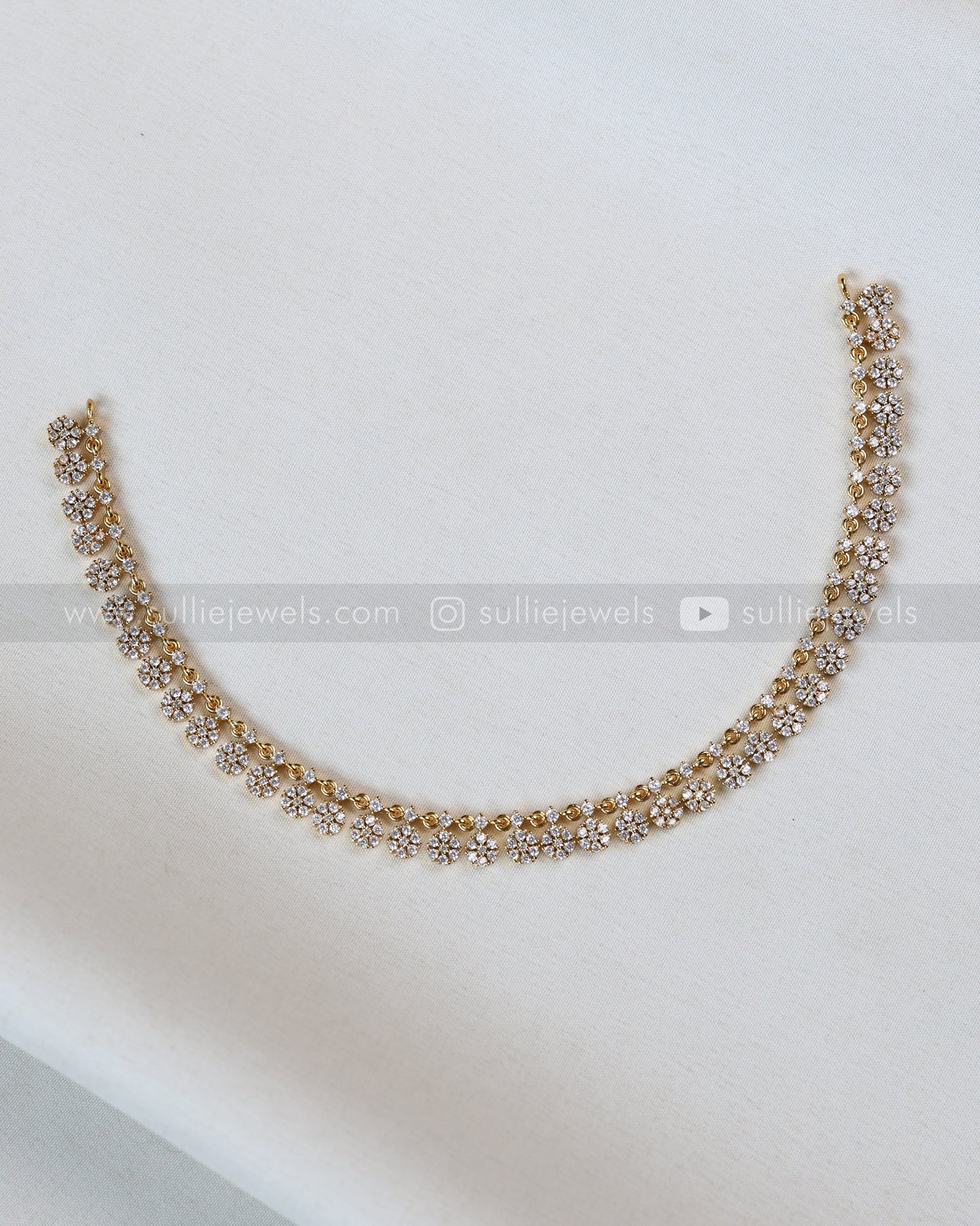 Floral AD Stone & Gold Tube Bead Attigai Layered Combo