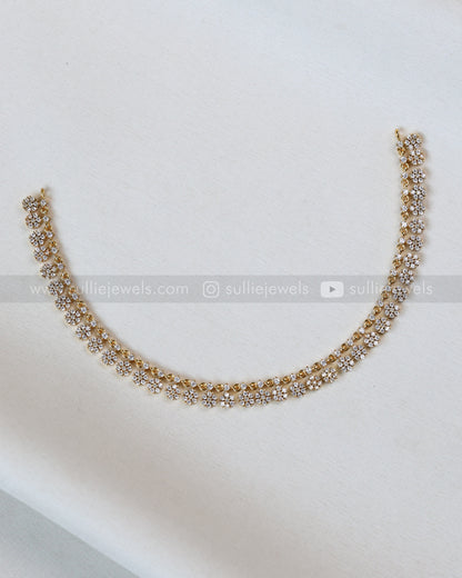 Floral AD Stone & Gold Tube Bead Attigai Layered Combo
