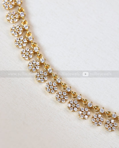 Floral AD Stone & Gold Tube Bead Attigai Layered Combo
