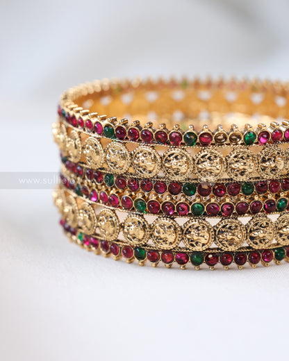 Lakshmi Multicolour Stone Coin Layered Bangle Stack - 10 pieces