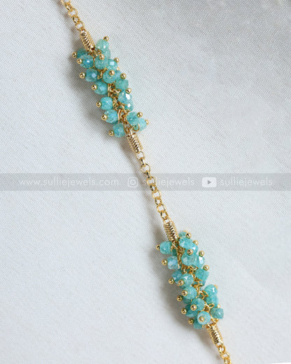 3846 - Pastel Blue Cluster Gold Chain with Stud