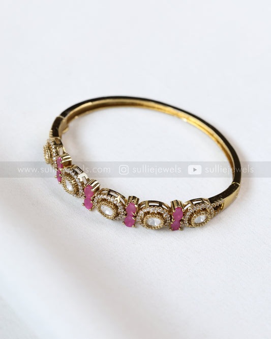 9026 - Minimal Ruby Victorian Polki Openable Cuff Bangle