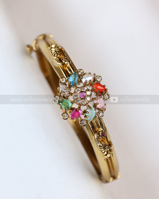 9036 - AD Navaratna Peacock Openable Bangle