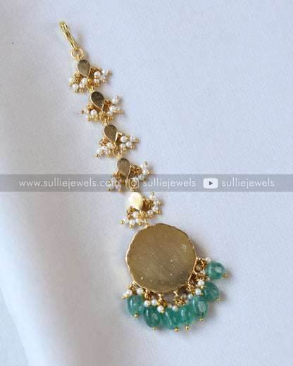 Premium Jadau Floral Tikka with Mint beads