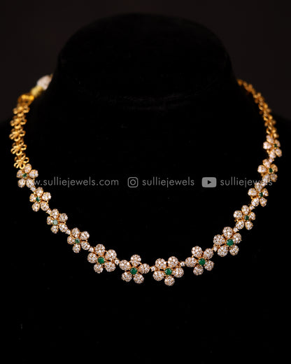 Diamond Flower Necklace Set