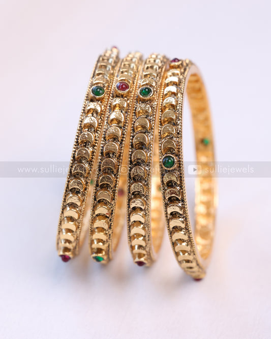 9045 - Sullie Basic - Multi Stone Crescent Moon Bangle - Set of 4