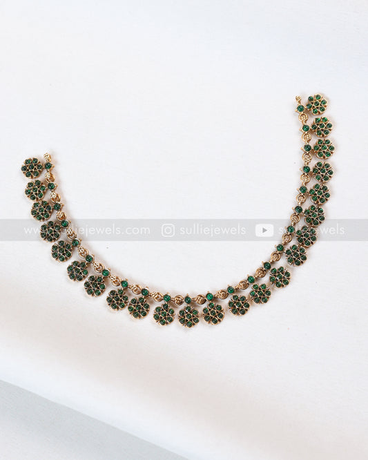 3851 - Sullie Basic - Green Floral Necklace with Stud