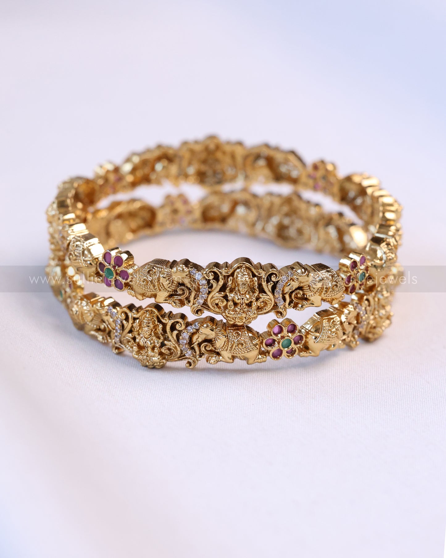 9020 - Sullie Basic Lakshmi Elephant Designer Bangle - Set of 2
