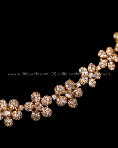 Diamond Flower Necklace Set