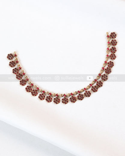 3850 - Sullie Basic - Ruby Floral Necklace with Stud