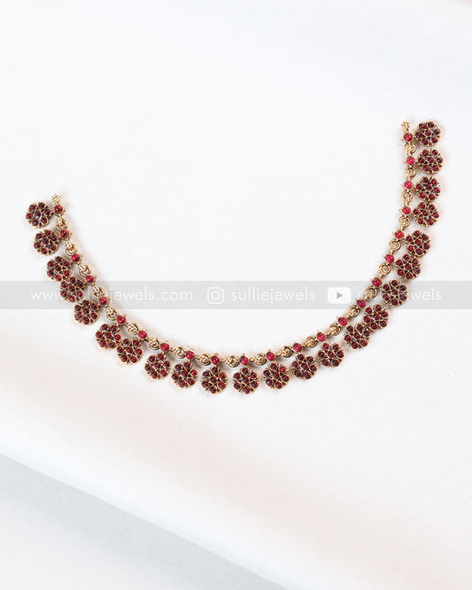 3850 - Sullie Basic - Ruby Floral Necklace with Stud