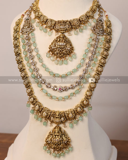 Lakshmi Premium Victorian Mint Beads Bridal Combo ( 5 piece )