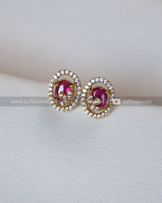 AD Minimal Ruby Stone Earring