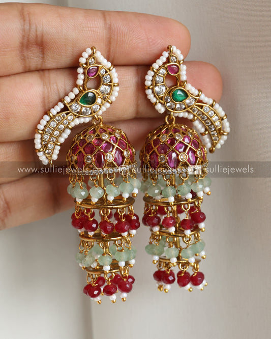 Peacock Premium Heavy Long Beads Earring
