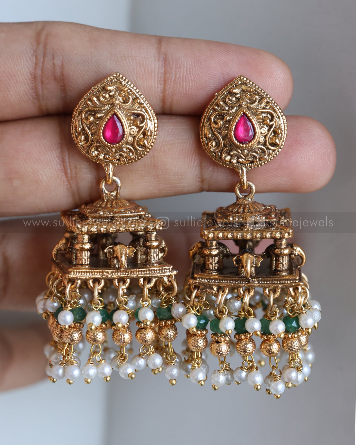 E1235 - Sullie Basic Intricate 3D Elephant Jhumka