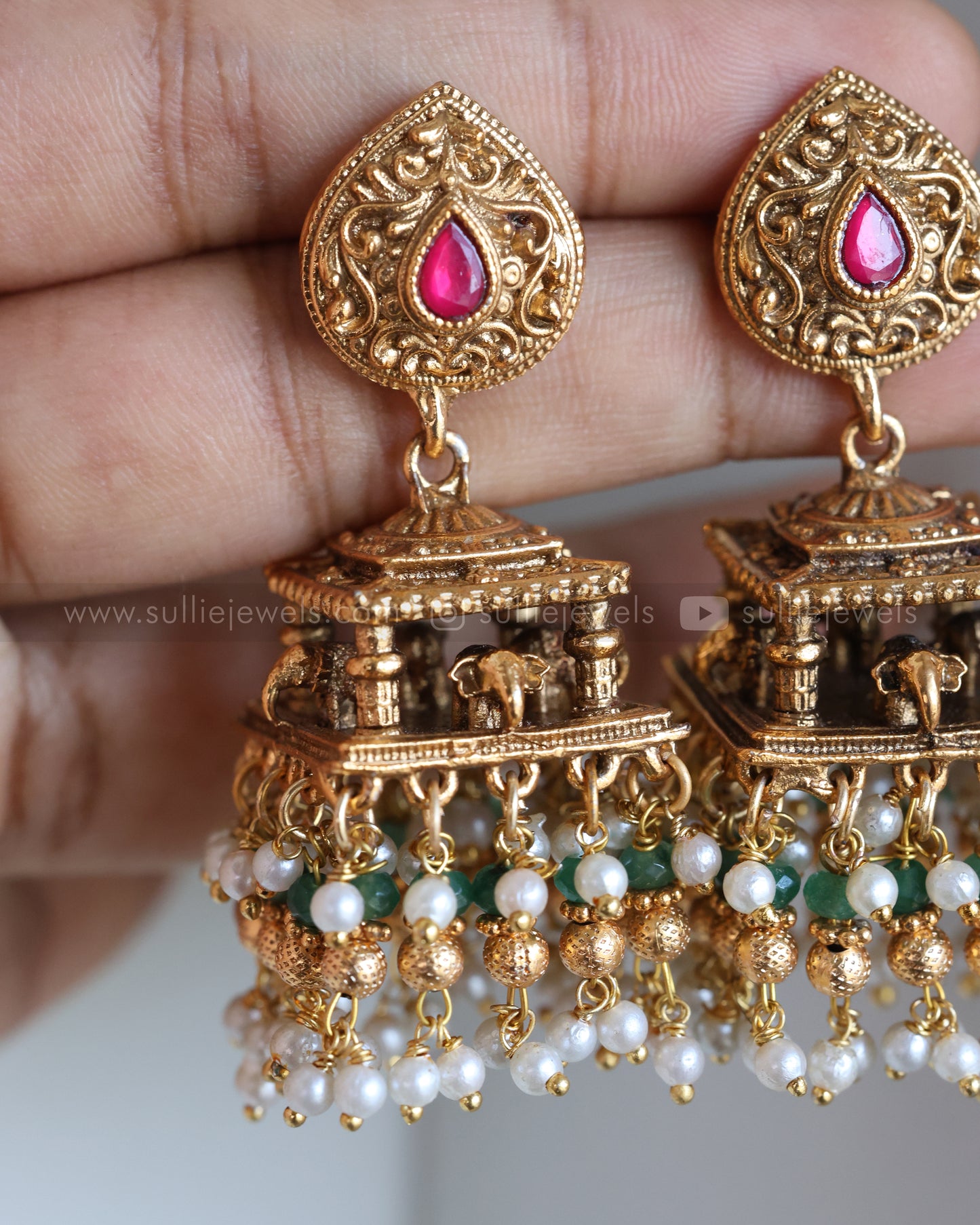 E1235 - Sullie Basic Intricate 3D Elephant Jhumka