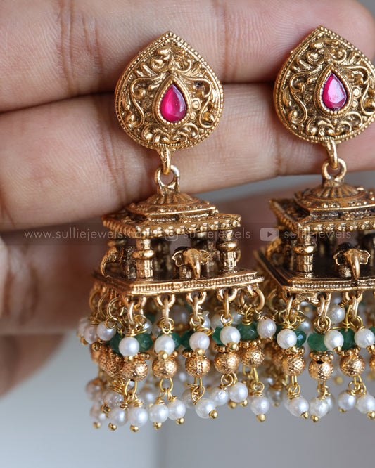 E1235 - Sullie Basic Intricate 3D Elephant Jhumka