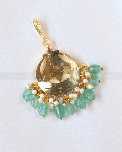 Premium Jadau Chandbali Tikka with Mint beads