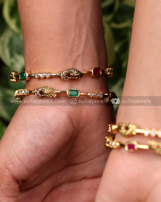 Peacock Stone Bangle Set of 4