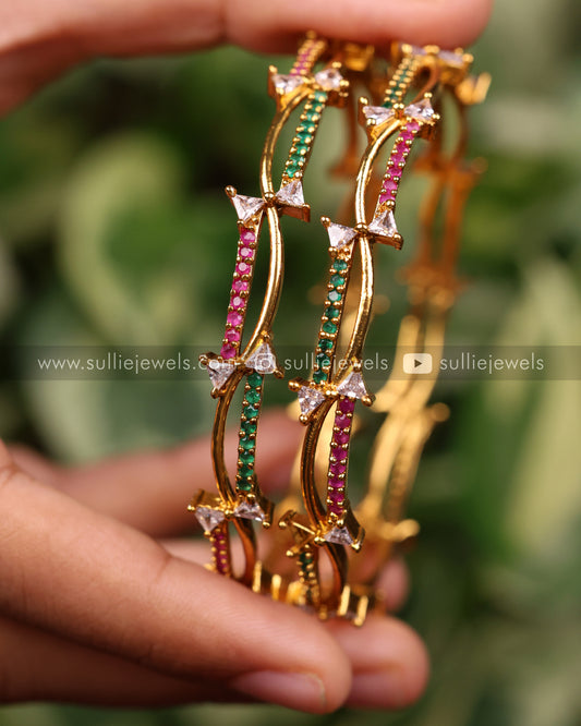 Ruby & Emerald Stone Bangle Set of 2