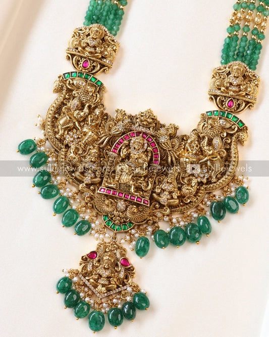 Lakshmi Premium Onyx Beads Long Chain / Haaram with Jhumka