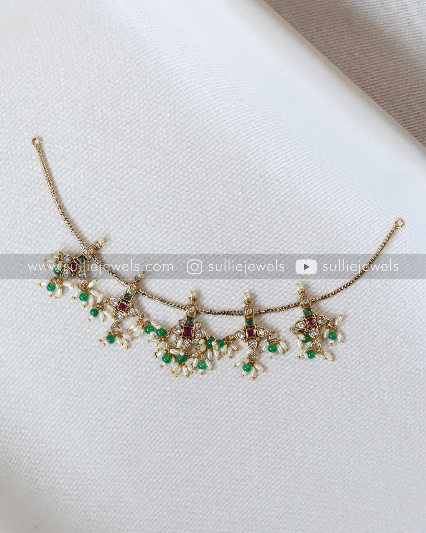 Green Beads Premium Stone Charm Necklace with Earring