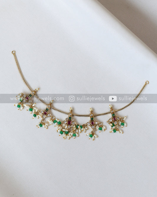 Green Beads Premium Stone Charm Necklace with Earring