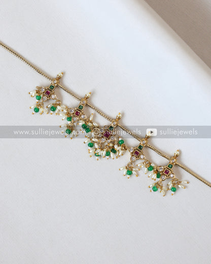 Green Beads Premium Stone Charm Necklace with Earring